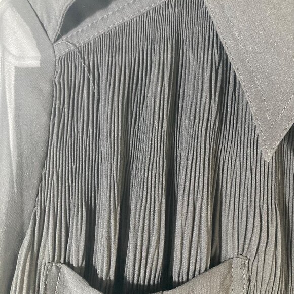 Womens Ganni Pleated Georgette‎ Shirt Dress Black 2/EU34 Crinkled Polyester - Picture 6 of 11